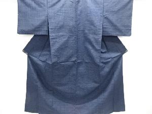 枡模様織り出し十日町紬単衣着物